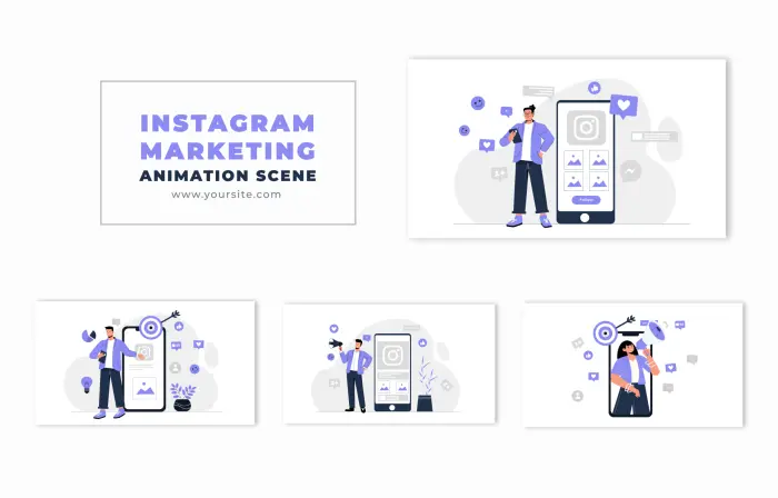 Instagram Marketing Trends 2D Character Animation Scene